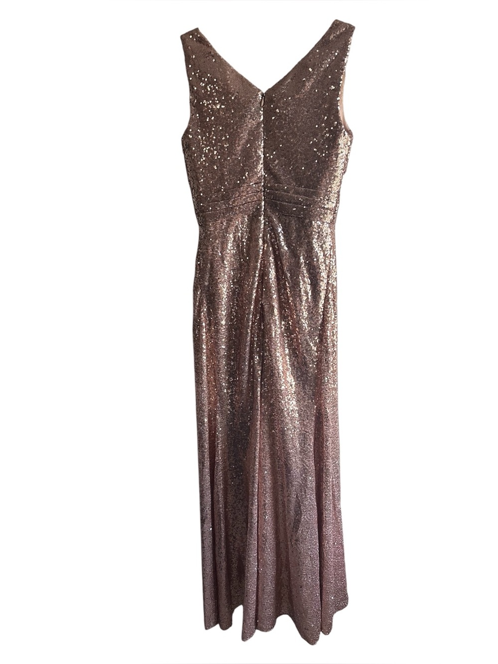 Rose Gold Sequin Surplice Maxi Dress – Formal Gown by Ada’s Bridal. Size 4 - Picture 4 of 12